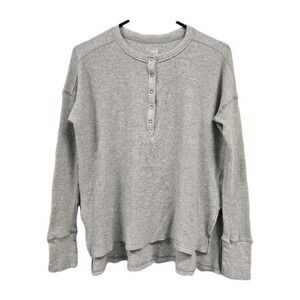 Aerie Offline Waffle Knit Henley Gray Thermal Oversized Minimalist Outdoor XS